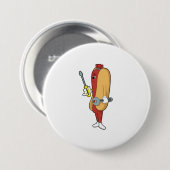 Hotdog als Mechanic met Tool Ronde Button 7,6 Cm (Voorkant /achterkant)