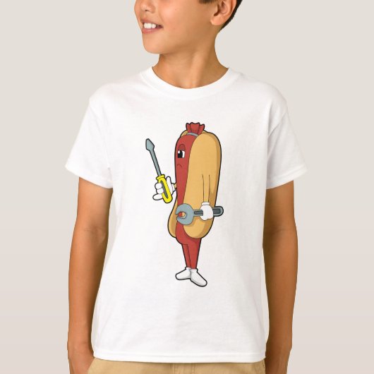 Hotdog als Mechanic met Tool T-shirt (Voorkant)