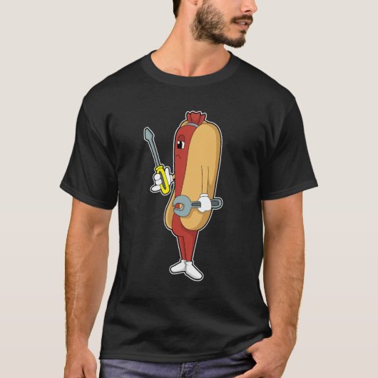 Hotdog als Mechanic met Tool T-shirt (Voorkant)