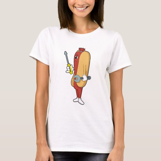 Hotdog als Mechanic met Tool T-shirt (Voorkant)