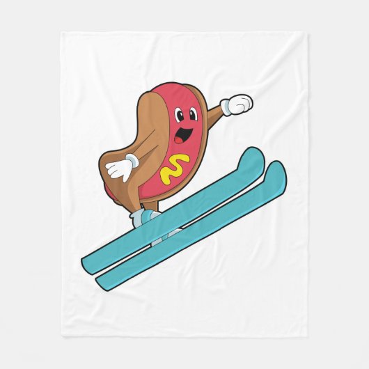 Hotdog als skijumper met Ski.PNG Fleece Deken (Voorkant)