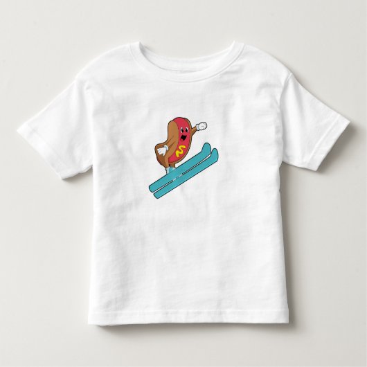 Hotdog als skijumper met Ski.PNG Kinder Shirts (Voorkant)