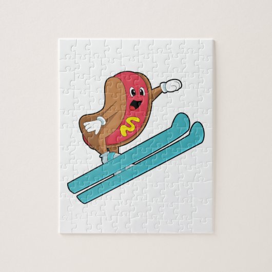 Hotdog als skijumper met Ski.PNG Legpuzzel (Verticaal)