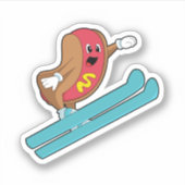 Hotdog als skijumper met Ski.PNG Sticker (Voorkant)