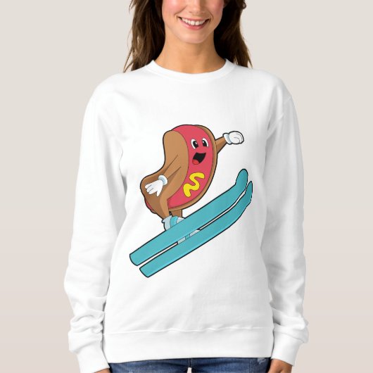 Hotdog als skijumper met Ski.PNG Trui (Voorkant)