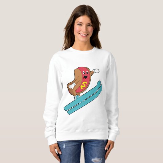 Hotdog als skijumper met Ski.PNG Trui (Voorkant volledig)