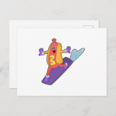 Hotdog als Snowboarder met Sonowboard Briefkaart (Voorkant / Achterkant)