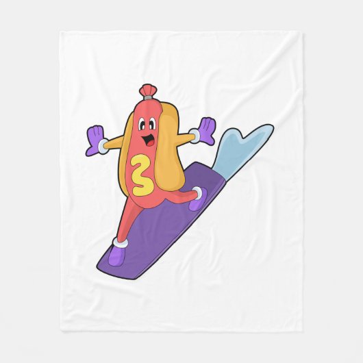 Hotdog als Snowboarder met Sonowboard Fleece Deken (Voorkant)