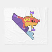 Hotdog als Snowboarder met Sonowboard Fleece Deken (Voorkant (Horizontaal))