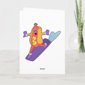 Hotdog als Snowboarder met Sonowboard Kaart (Achterkant)
