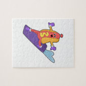 Hotdog als Snowboarder met Sonowboard Legpuzzel (Horizontaal)