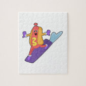 Hotdog als Snowboarder met Sonowboard Legpuzzel (Verticaal)
