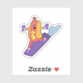 Hotdog als Snowboarder met Sonowboard Sticker (Vel)