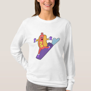 Hotdog als Snowboarder met Sonowboard T-shirt