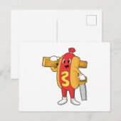 Hotdog als timmerman met zaag en hout briefkaart (Voorkant / Achterkant)