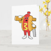 Hotdog als Timmerman met Zaag & Hout Kaart (Gele Bloem)