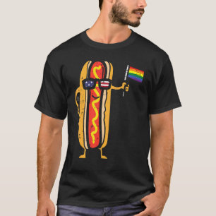 Hotdog Amerikaanse vlag zonnebril regenboog vlag g T-shirt