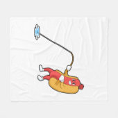Hotdog at Fishing with Fishing rod Fleece Deken (Voorkant (Horizontaal))