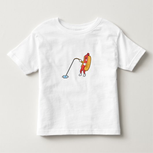 Hotdog at Fishing with Fishing rod Kinder Shirts (Voorkant)