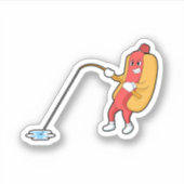 Hotdog at Fishing with Fishing rod Sticker (Voorkant)
