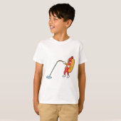 Hotdog at Fishing with Fishing rod T-shirt (Voorkant volledig)