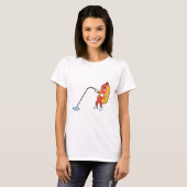 Hotdog at Fishing with Fishing rod T-shirt (Voorkant volledig)