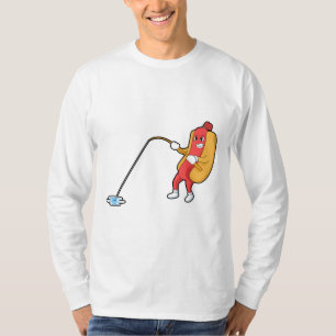 Hotdog at Fishing with Fishing rod T-shirt