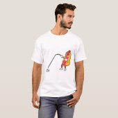 Hotdog at Fishing with Fishing rod T-shirt (Voorkant volledig)