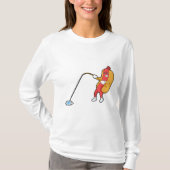 Hotdog at Fishing with Fishing rod T-shirt (Voorkant)