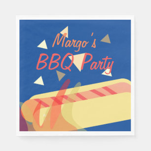 Hotdog BBQ Barbecue Verjaardagsfeestje  Blauwe ser Servet