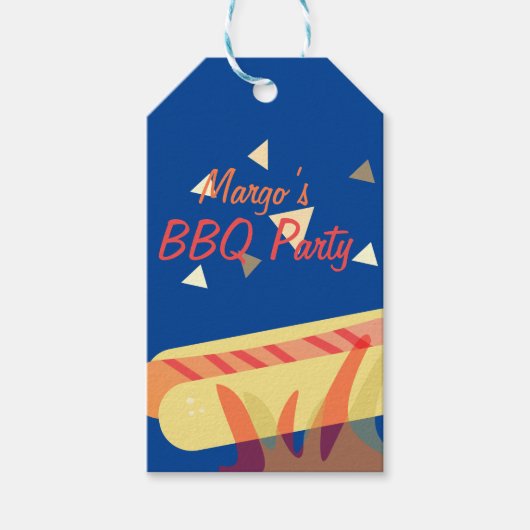 Hotdog BBQ verjaardagsfeestje Cadeaulabel (Voorkant)