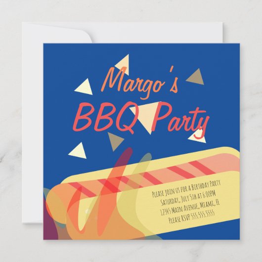 Hotdog BBQ-verjaardagsfeestje Kaart (Voorkant)