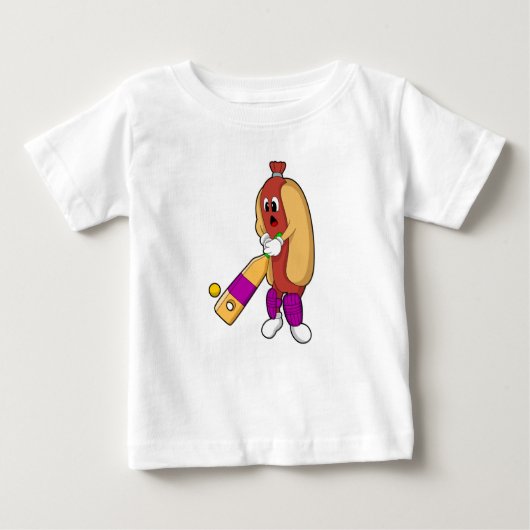 Hotdog bij Cricket met cricket bat (Voorkant)