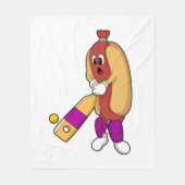 Hotdog bij Cricket met cricket bat Fleece Deken (Voorkant)