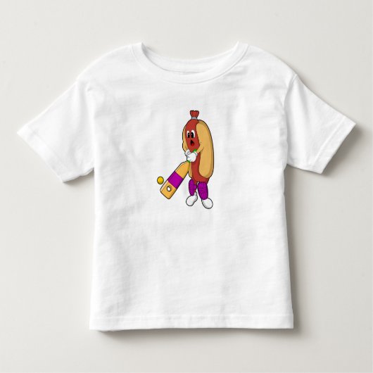 Hotdog bij Cricket met cricket bat Kinder Shirts (Voorkant)