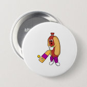 Hotdog bij Cricket met cricket bat Ronde Button 7,6 Cm (Voorkant /achterkant)