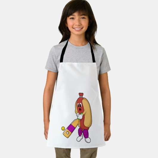 Hotdog bij Cricket met cricket bat Schort (Insitu)