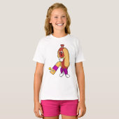 Hotdog bij Cricket met cricket bat T-shirt (Voorkant volledig)