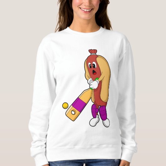 Hotdog bij Cricket met cricket bat Trui (Voorkant)