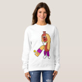 Hotdog bij Cricket met cricket bat Trui (Voorkant volledig)
