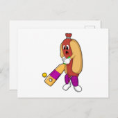 Hotdog bij Cricket met cricketbat Briefkaart (Voorkant / Achterkant)
