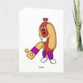 Hotdog bij Cricket met cricketbat Kaart (Achterkant)