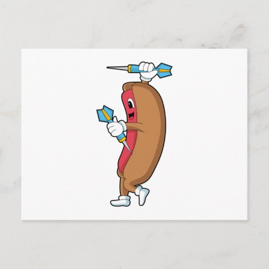 Hotdog bij Darts met Dart.PNG Briefkaart (Voorkant)