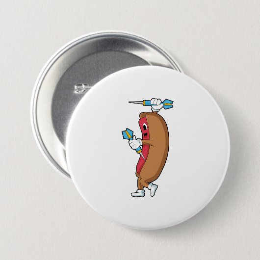 Hotdog bij Darts met Dart.PNG Ronde Button 7,6 Cm (Voorkant /achterkant)