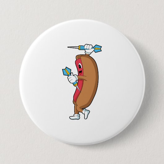 Hotdog bij Darts met Dart.PNG Ronde Button 7,6 Cm (Voorkant)