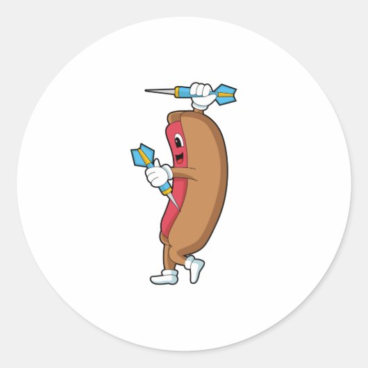 Hotdog bij Darts met Dart.PNG Ronde Sticker (Voorkant)