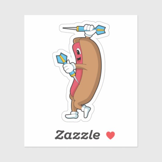 Hotdog bij Darts met Dart.PNG Sticker (Vel)