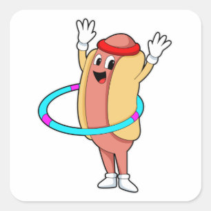 Hotdog bij Fitness met Flywheels Vierkante Sticker