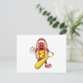 Hotdog bij honkbal met honkbalknuppel briefkaart (Staand voorkant)