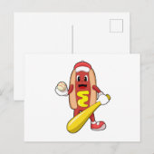 Hotdog bij honkbal met honkbalknuppel briefkaart (Voorkant / Achterkant)